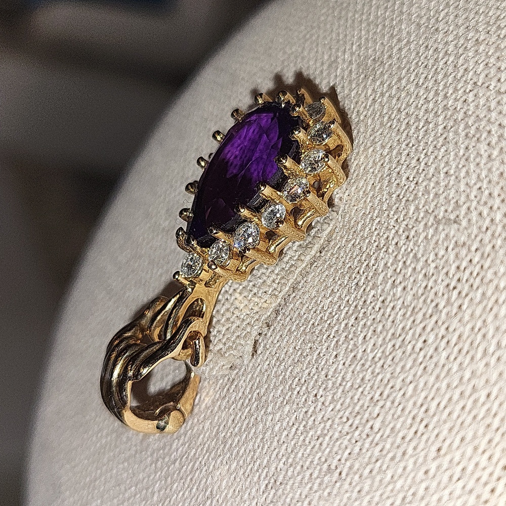 Genuine 14K Yellow Gold, Diamonds, & Amethyst Fine Jew… - Picture 4 of 16